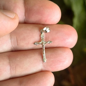 Gold Christian cross, 14K real solid gold, small gold cross, gold cross necklace, golden cross with Jesus, gold cross pendant, gift for her