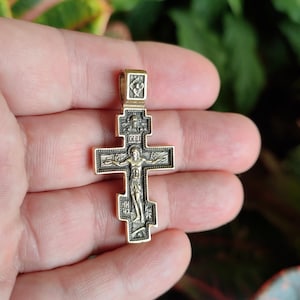 Orthodox cross necklace, gold plated cross necklace, silver cross necklace, 925 real sterling silver, large heavy Orthodox silver cross