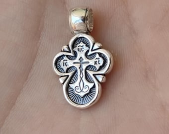Small silver cross, 925 real sterling silver, silver cross pendant, silver cross necklace, silver Orthodox cross, Orthodox cross necklace