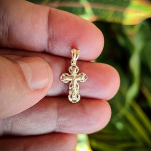 14K Gold cross, solid gold cross, small gold cross, Orthodox cross, gold cross necklace, 14K real solid gold, gift for her, gift for him