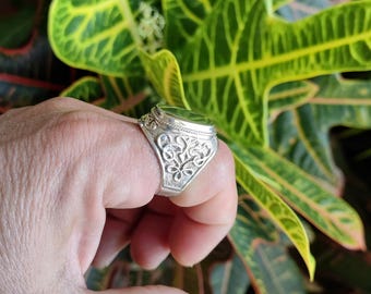 Zilveren herenring, grote zilveren herenring, zilveren herenring, initiële herenring, gepersonaliseerde sieraden, herensieraden cadeau, cadeau voor hem