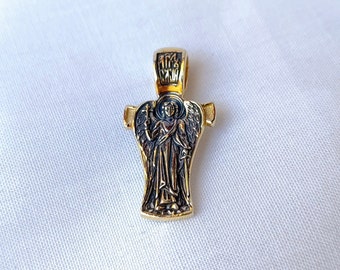 Orthodox cross necklace, silver cross pendant, angel cross pendant, religious cross, Christian Cross, protected angel pendant, gift for her