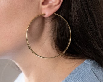 Large Gold Filled Hoop Earrings: 925 Sterling Silver, Lightweight Silver Hoop Earrings,