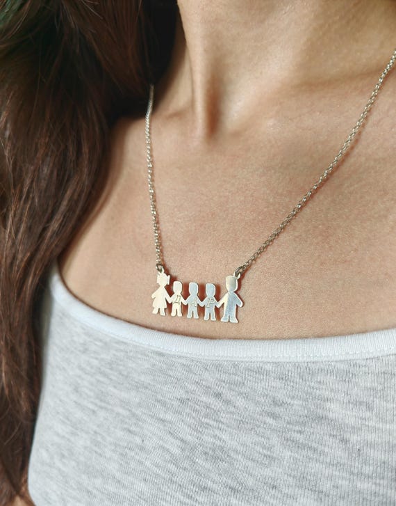Personalized Sterling Silver Family Necklace: Initial Charm Pendant, Family Necklace, Family Jewelry, Gift for Her, Gift for Mother