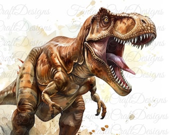 22 T-Rex Dinosaur Watercolor Clipart Tyrannosaurus Rex Trex T Rex Pack PNG Digital Download 300 DPI Commercial Use Sublimation Image Bundle
