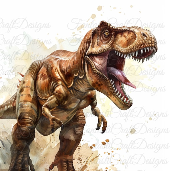 22 T-Rex Dinosaur Watercolor Clipart Tyrannosaurus Rex Trex T Rex Pack PNG Digital Download 300 DPI Commercial Use Sublimation Image Bundle