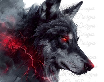 12 Wolf Dark Thunder Animal Watercolor Clipart Lone Wolf Pack PNG Digital Download 300 DPI Commercial Use Sublimation Art Image Bundle