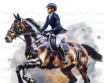 24 imagens de cavalos galopando, pôneis, animais em aquarela, clipart para impressão em PNG e JPG, download digital, 300 DPI, para uso comercial e sublimação. Pacote completo.