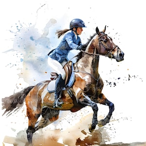 12 Horses Galloping Horse Pony Animal Watercolor Clipart Printable PNG JPG Digital Download 300 DPI Commercial Use Sublimation Image Bundle