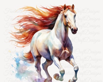 9 Horses Horse Galloping Pony Animal Watercolor Clipart Printable PNG JPG Digital Download 300 DPI Commercial Use Sublimation Image Bundle