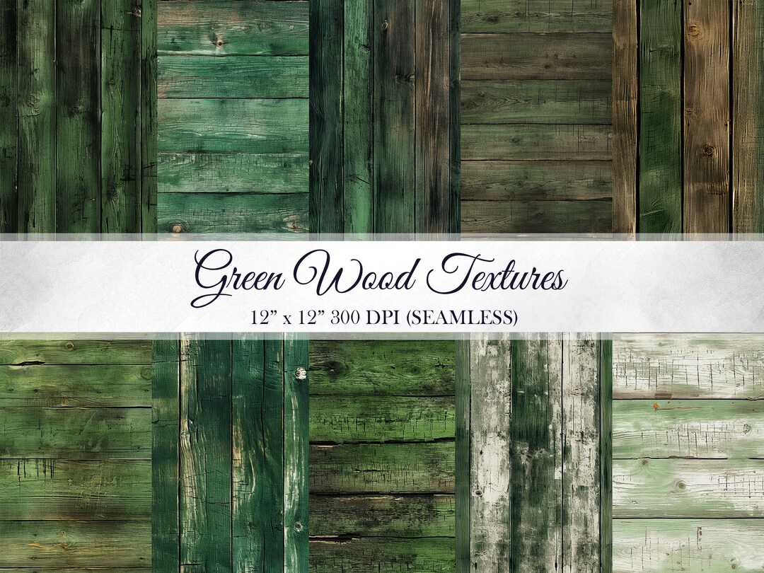 16 Green Wood Grain Digital Paper Pack Seamless Patterns Backgrounds ...