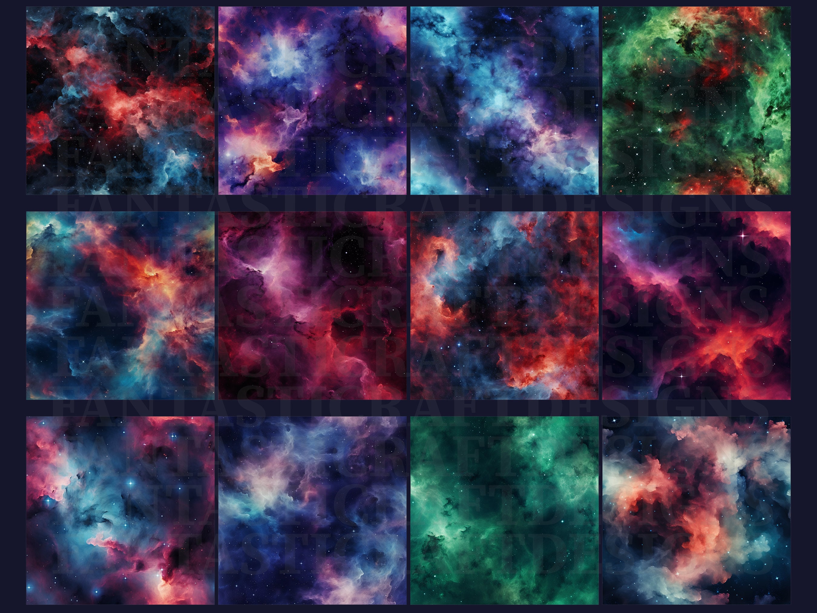48 Galactic Nebula Digital Paper Pack Seamless Starry Sky Space ...