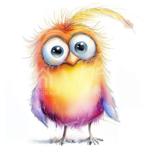 10 Funny Bird Clipart – Quirky Watercolor Birds, High-Res JPG, Printable, Scrapbooking & Journals, Instant Digital Download.