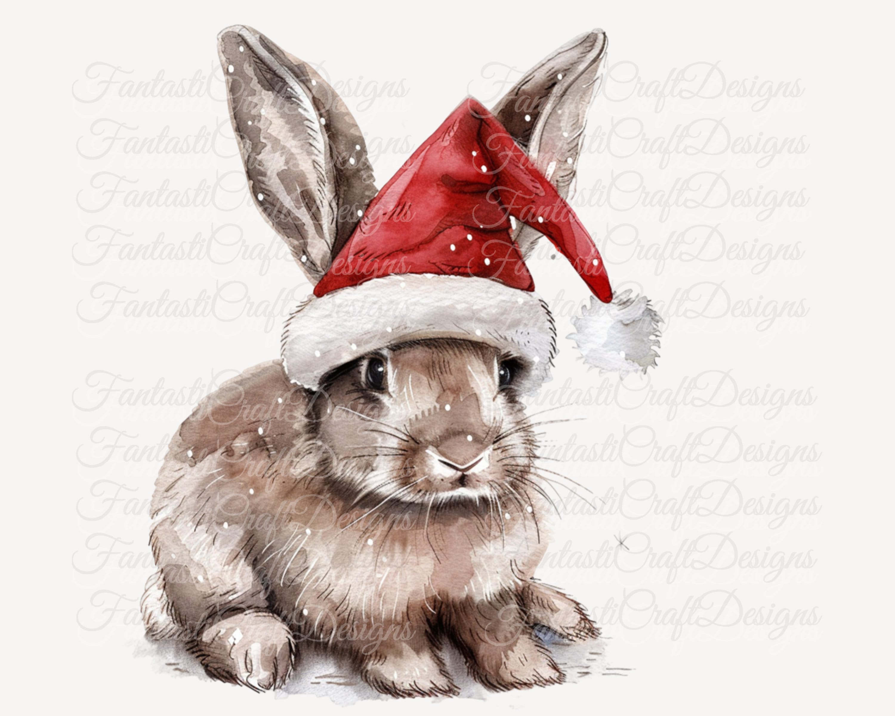 Rabbit Christmas Animal Cute Bunny Watercolor Clipart 10 Pack Art PNG ...