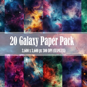 Nebula Galactic Space Wallpaper Digitaal papier Galaxy Commercieel gebruik JPGs 300 DPI JPEG Scrapbooks Achtergronden Texture Pack Patroon Ruimte 20