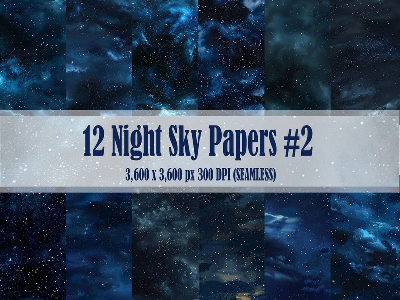 Night Sky 12 SEAMLESS Digital Paper Pack Galaxy Stars Nebula Space ...
