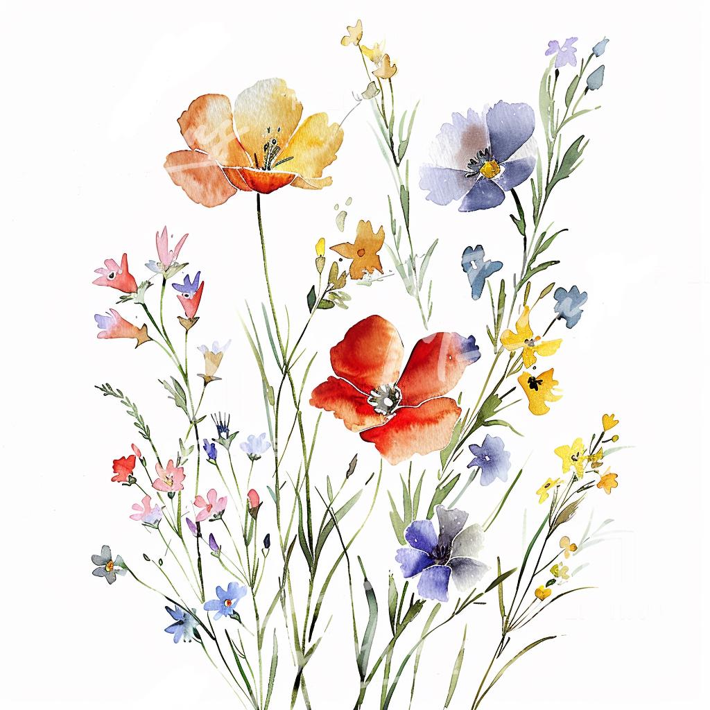 10 Wildflower Watercolor Clipart – High-res JPG, Botanical Florals ...
