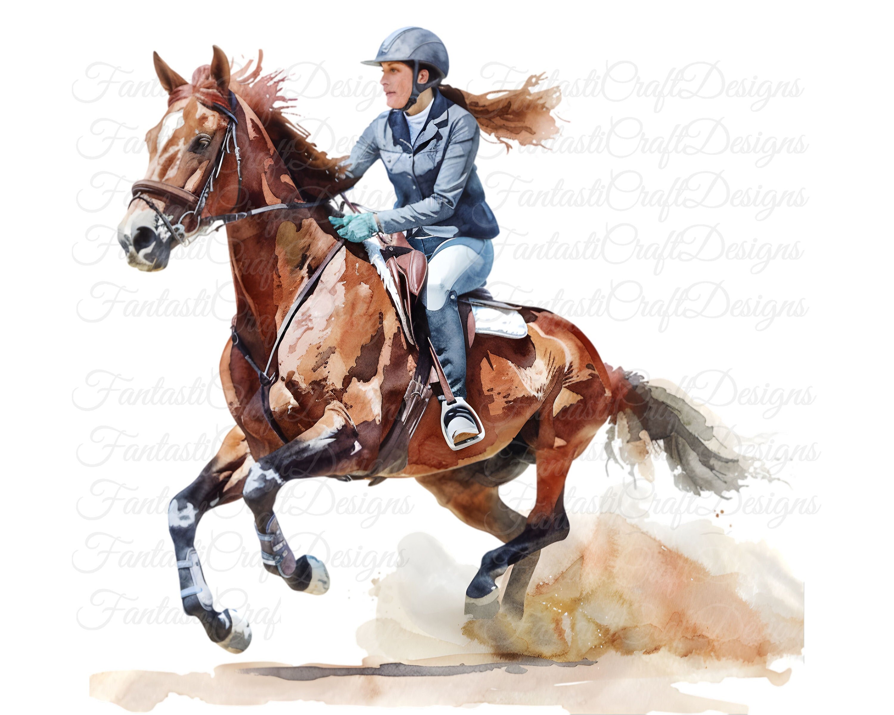 12 Horses Horse Galloping Pony Animal Watercolor Clipart Printable PNG JPG Digital Download 300 DPI Commercial Use Sublimation Image Bundle
