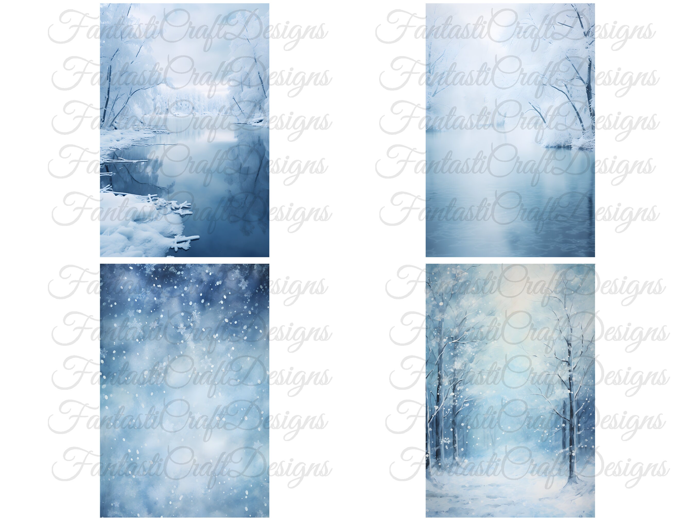 24 Winter Snowfall Backgrounds Digital Paper White Snow Pack Christmas ...