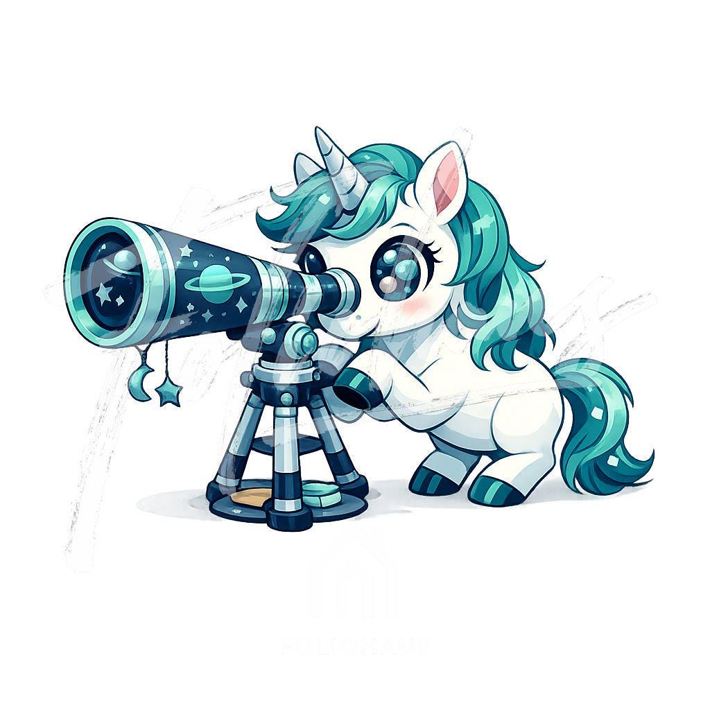 Kawaii Unicorn Space Adventure Clipart Set | 10 PNG | Transparent ...