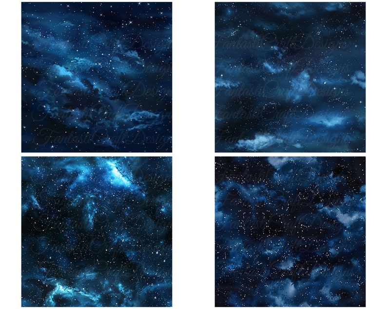 Night Sky 12 SEAMLESS Digital Paper Pack Galaxy Stars Nebula Space ...