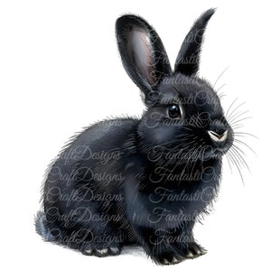 15 Bonito Coelhinho da Páscoa Animal Aquarela Clipart Coelho Preto Pacote PNG Download Digital 300 DPI Uso Comercial Sublimação Art Image Bundle