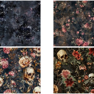 28 Gothic SEAMLESS Digital Paper Floral Texture Pack Patterns ...
