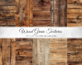 26 Wood Grain Planks Digital Paper Pack Seamless Patterns Backgrounds Scrapbooks Distressed Rustic Texture Commercial Use JPGs 300 DPI JPEG