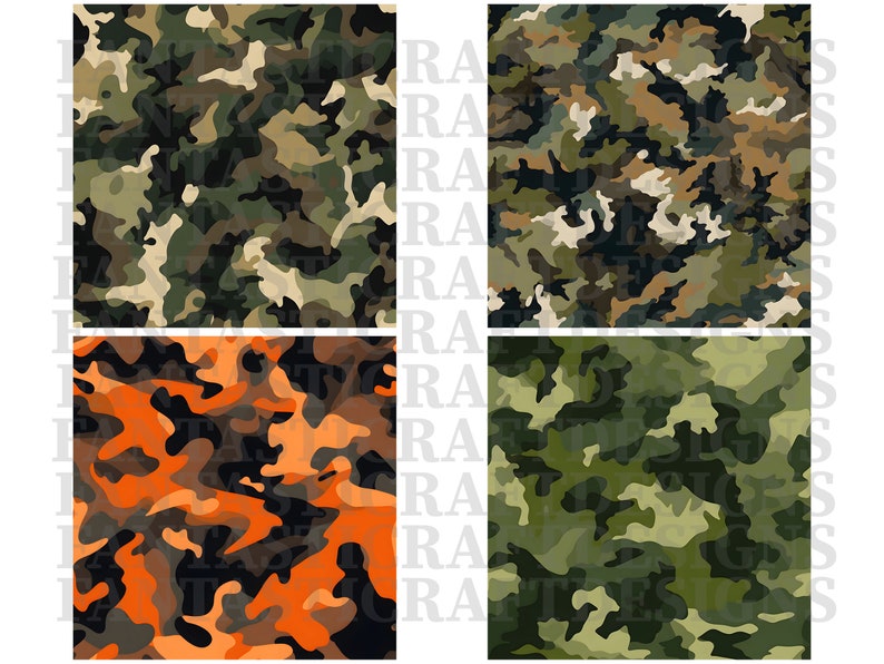 20 Camouflage Digital Paper Military Pack Seamless Different Patterns ...