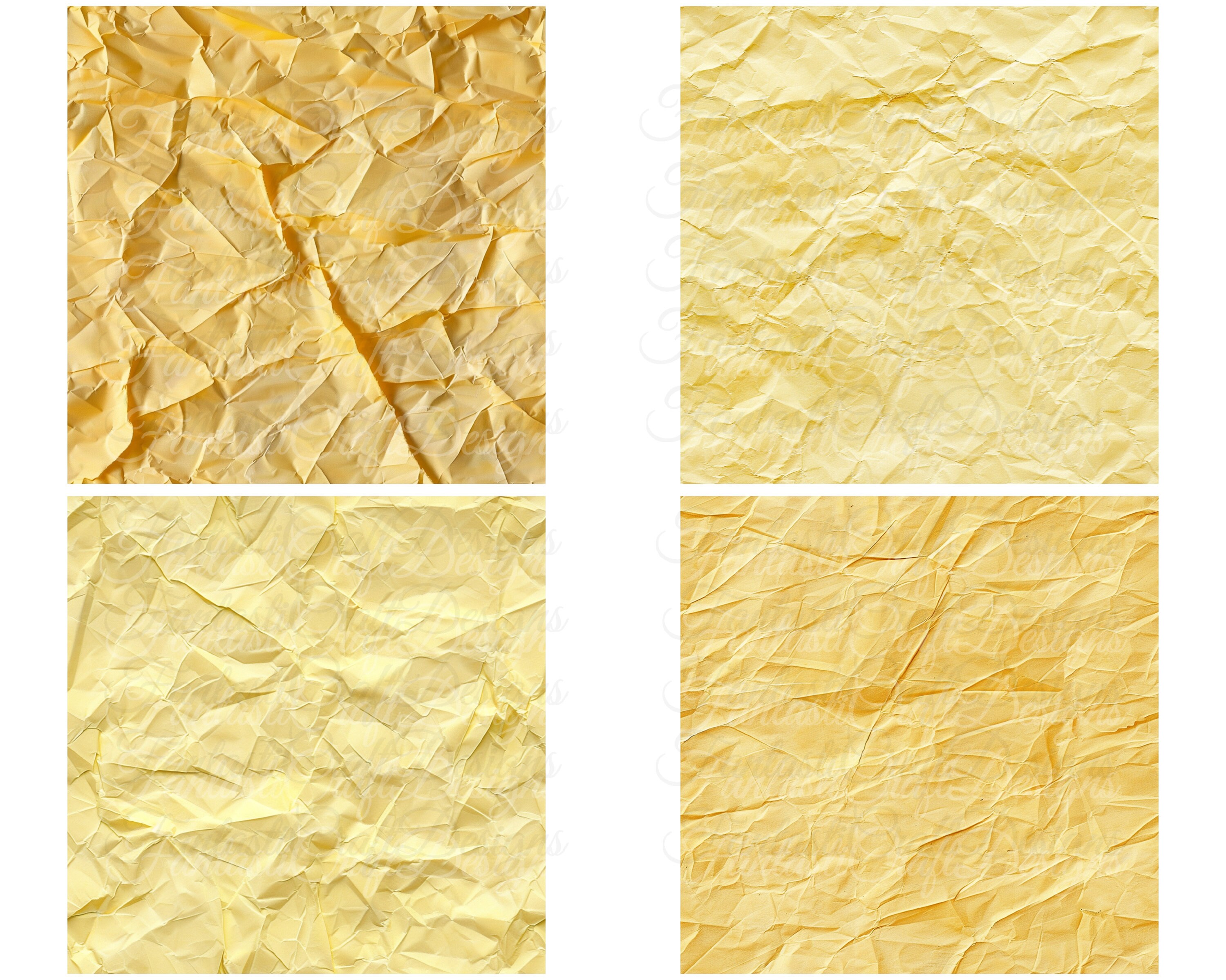 Yellow Rinkled Paper Yellow Wrinkled Paper Digital Paper Texture 18 Pack Seamless Different ...