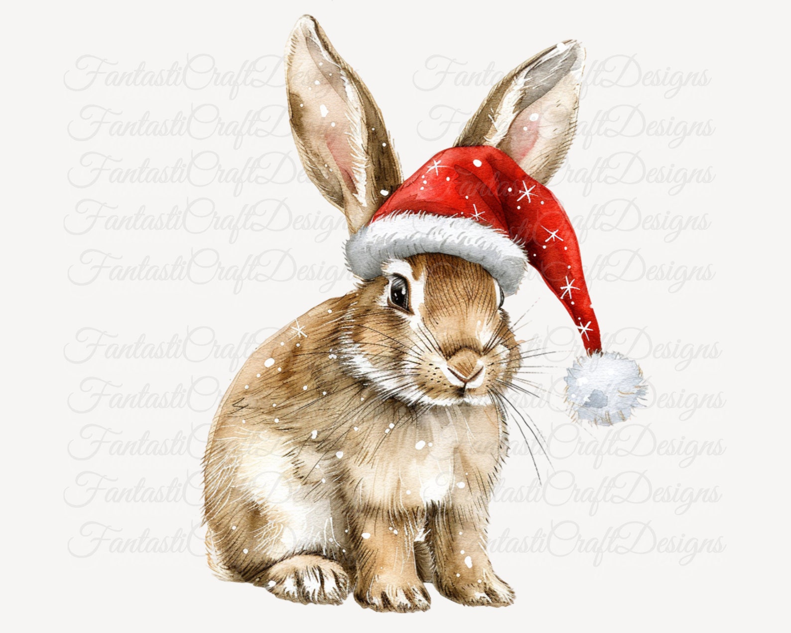 Rabbit Christmas Animal Cute Bunny Watercolor Clipart 10 Pack Art PNG ...