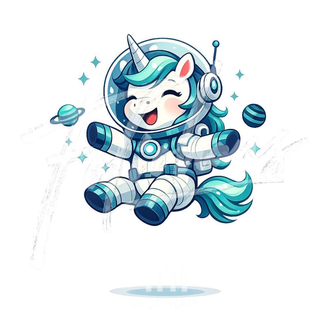 Kawaii Unicorn Space Adventure Clipart Set | 10 PNG | Transparent ...