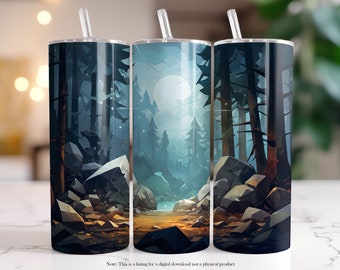 Abstract Forest Woods Minimalist Style Tumbler Wrap 20 oz Design Sublimation Digital Download Art Print Commercial Use PNG Format 300 DPI