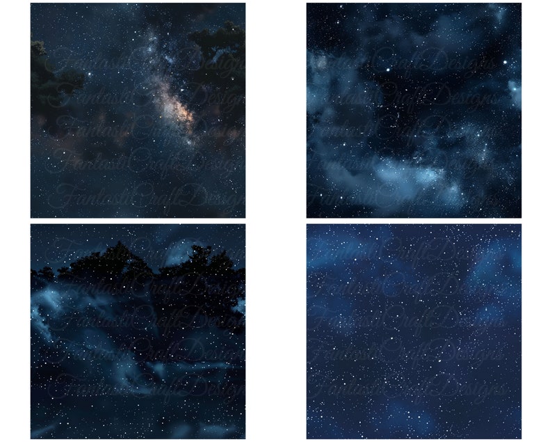 Night Sky 12 SEAMLESS Digital Paper Galaxy Stars Nebula Space Texture ...
