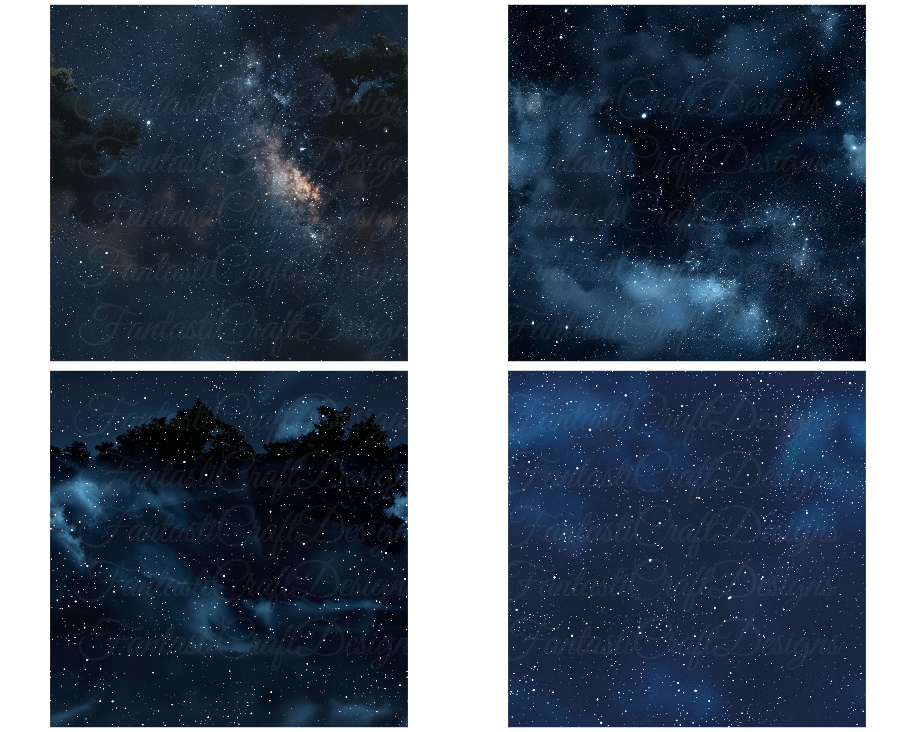 Night Sky 12 SEAMLESS Digital Paper Galaxy Stars Nebula Space Texture ...