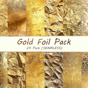 Goldfolie Digitales Papier 24er Pack Glänzende Metall Textur Metallic Nahtlose Muster Hintergründe Sammelalben Textur Kommerzielle Nutzung JPG 300 DPI