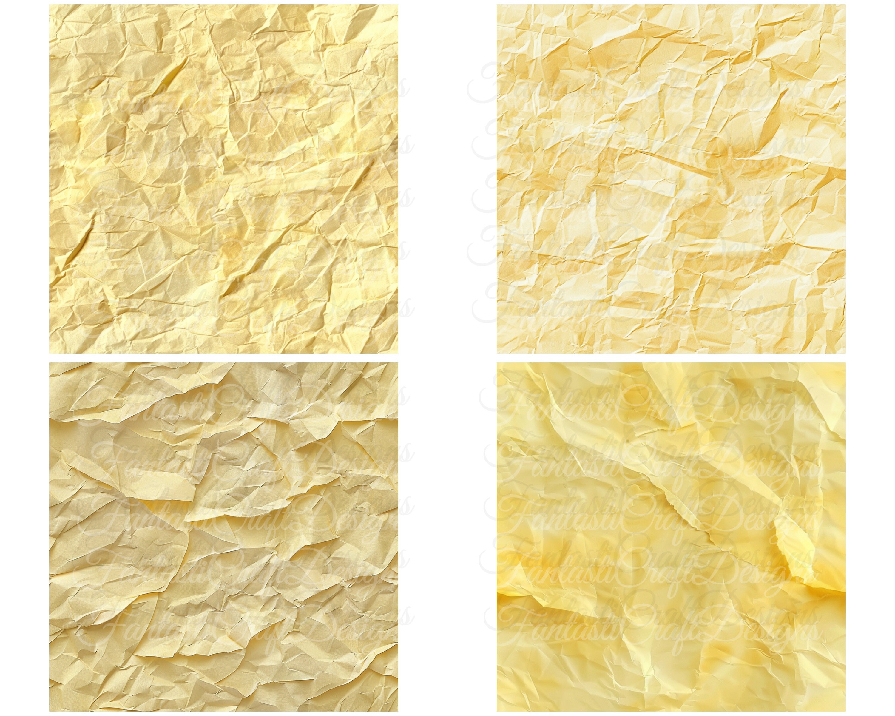 Yellow Rinkled Paper Yellow Wrinkled Paper Digital Paper Texture 18 Pack Seamless Different ...