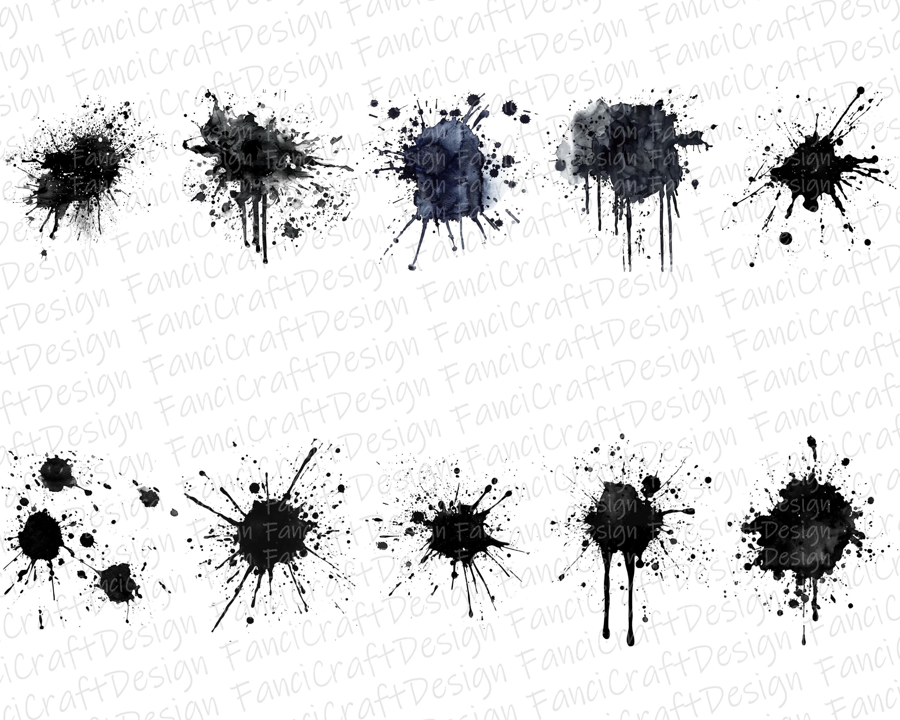 Black Ink Splatter Paint Splash Watercolor Clipart Splotch 50 Pack PNG ...