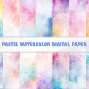 14 Watercolor Digital Paper Pastel Gradients Ombre Soft Backgrounds Scrapbooks Commercial Use JPEGs 300 DPI Texture