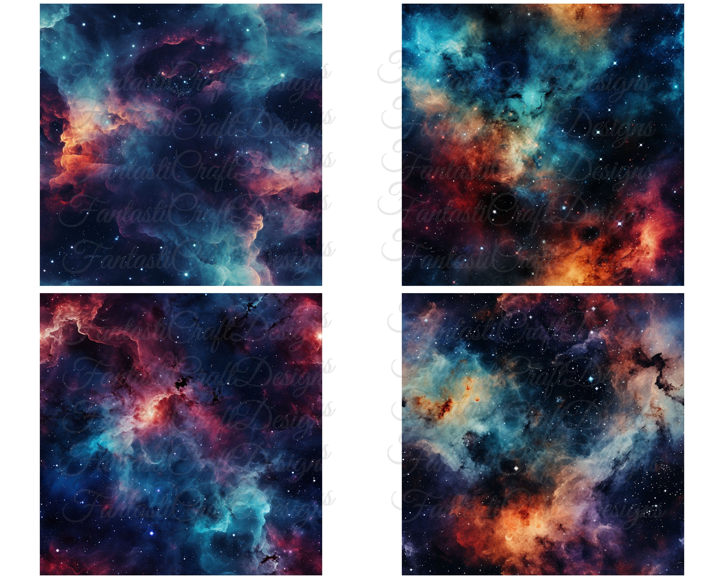 20 Galaxy Nebula Space Night Sky SEAMLESS Digital Paper Texture Pack ...