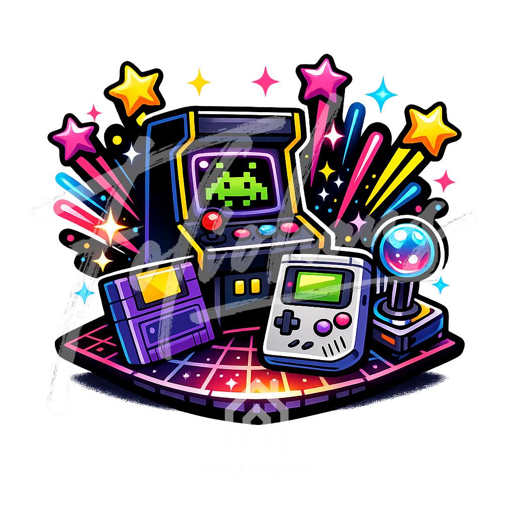 Seamless Retro Arcade Digital Textures | 10 PNG | Transparent ...