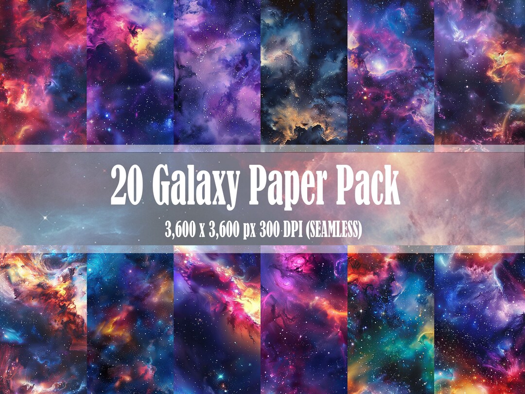 Space Clouds Digital Paper Cosmos Galactic Seamless 20 Pack Scrapbooks ...
