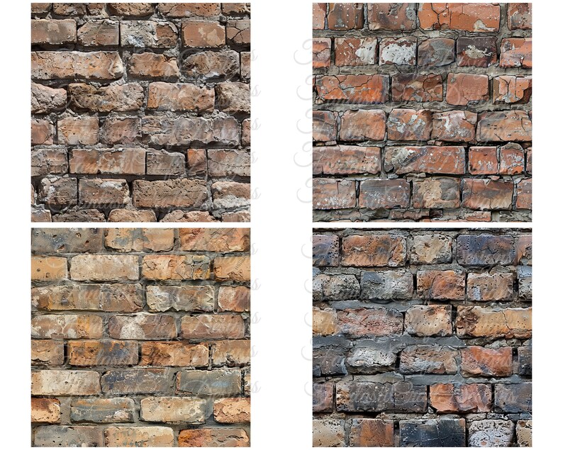 Old Brick Wall Digital Paper Texture 16 Pack Seamless Different ...
