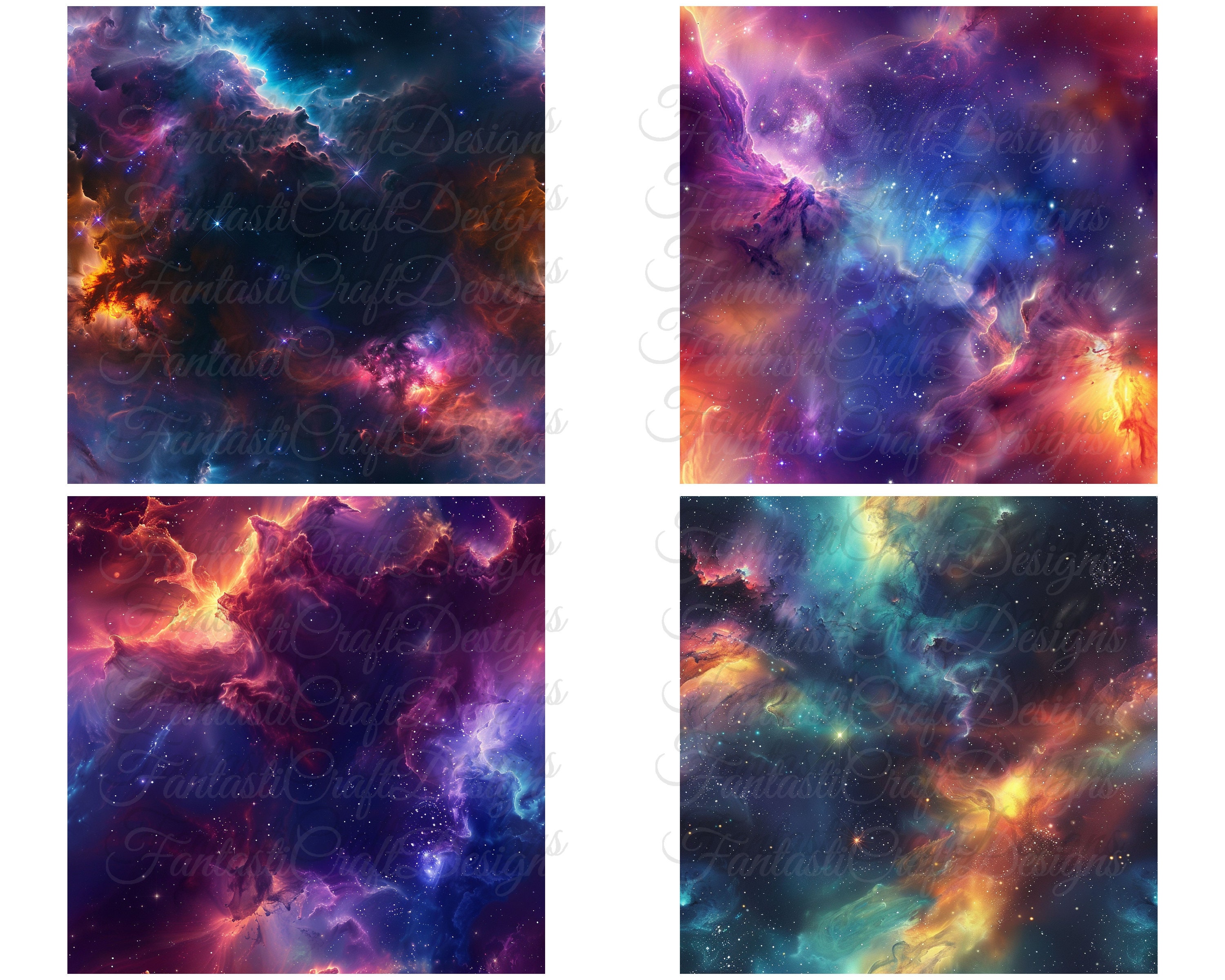 Cosmic Space Galaxy Nebula Digital Paper 20 Pack Seamless Galaxy ...