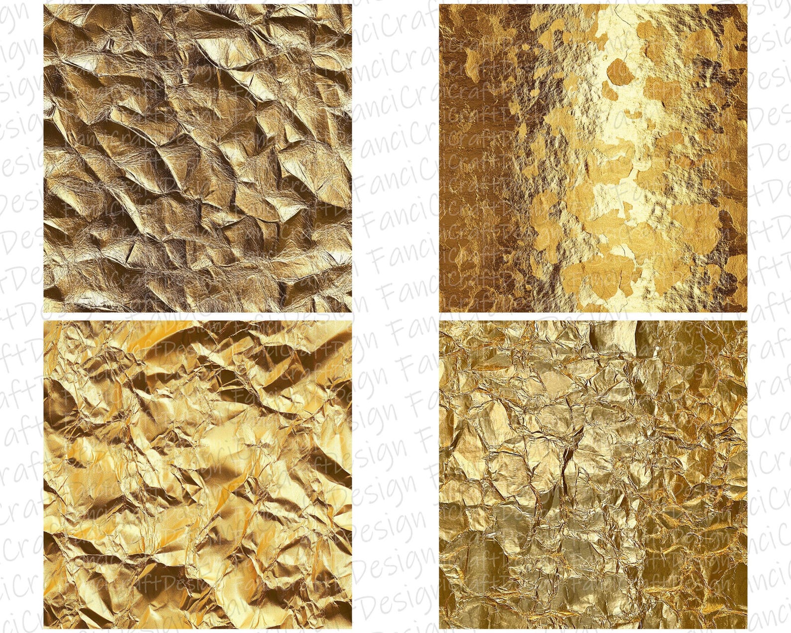 Gold Foil Digital Paper 24 Pack Shiny Metal Texture Metallic Seamless ...
