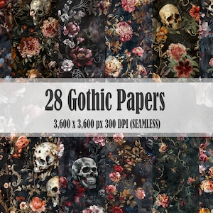 28 Gothic SEAMLESS Digital Paper Floral Texture Pack Patterns Backgrounds Rococo Oil Painting Scrapbooks Commercial Use JPGs 300 DPI JPEG