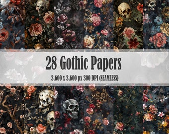 28 Gothic SEAMLESS Digital Paper Floral Texture Pack Patterns Backgrounds Rococo Oil Painting Scrapbooks Commercial Use JPGs 300 DPI JPEG