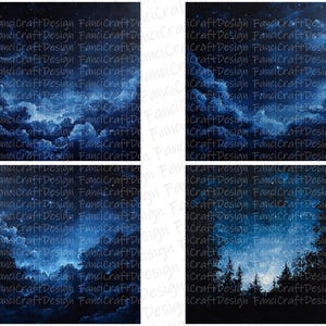 Starry Night Sky 24 Digital Paper Stars Texture Pack Blue Patterns ...