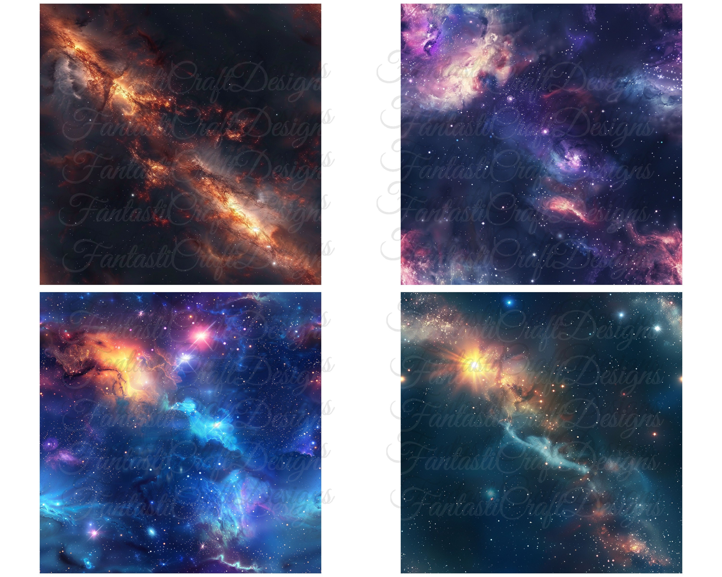 Space Clouds Nebula Galactic Seamless Digital Paper 20 Pack Scrapbooks ...