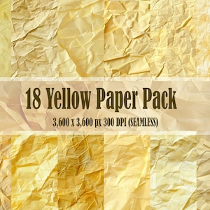 Amarillo papel arrugado textura de papel digital 18 paquete sin costuras diferentes patrones fondos álbumes de recortes textura uso comercial JPG 300 DPI